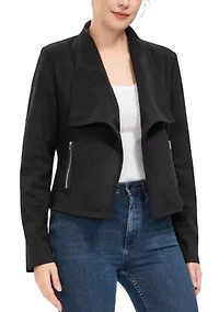 Women's Faux Suede Open Front Jacket