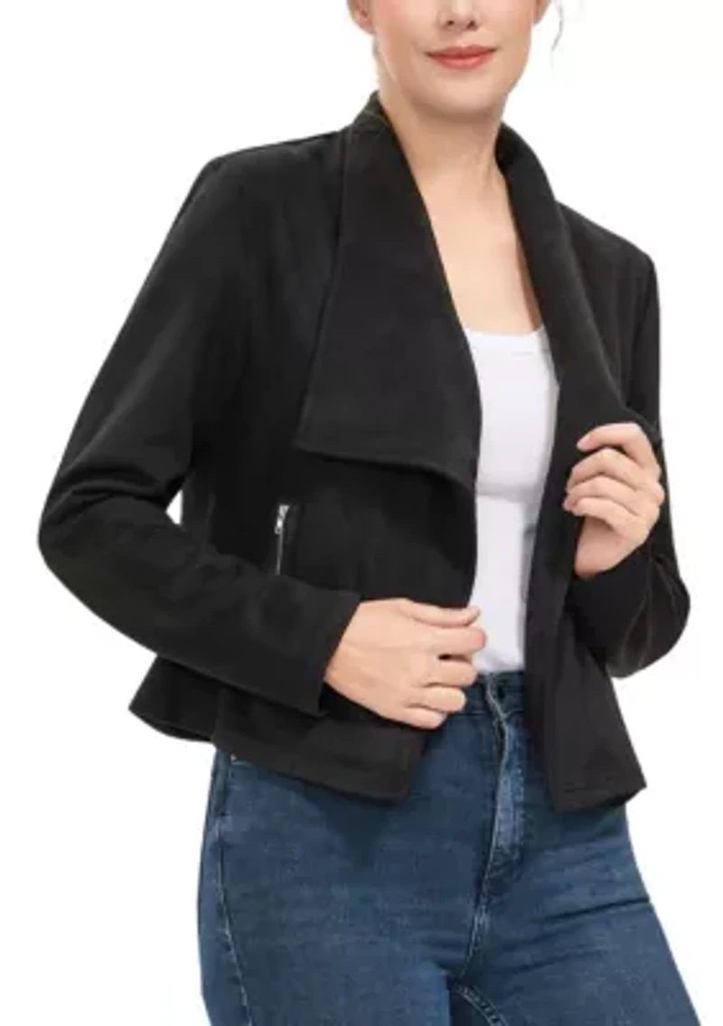 Women's Faux Suede Open Front Jacket