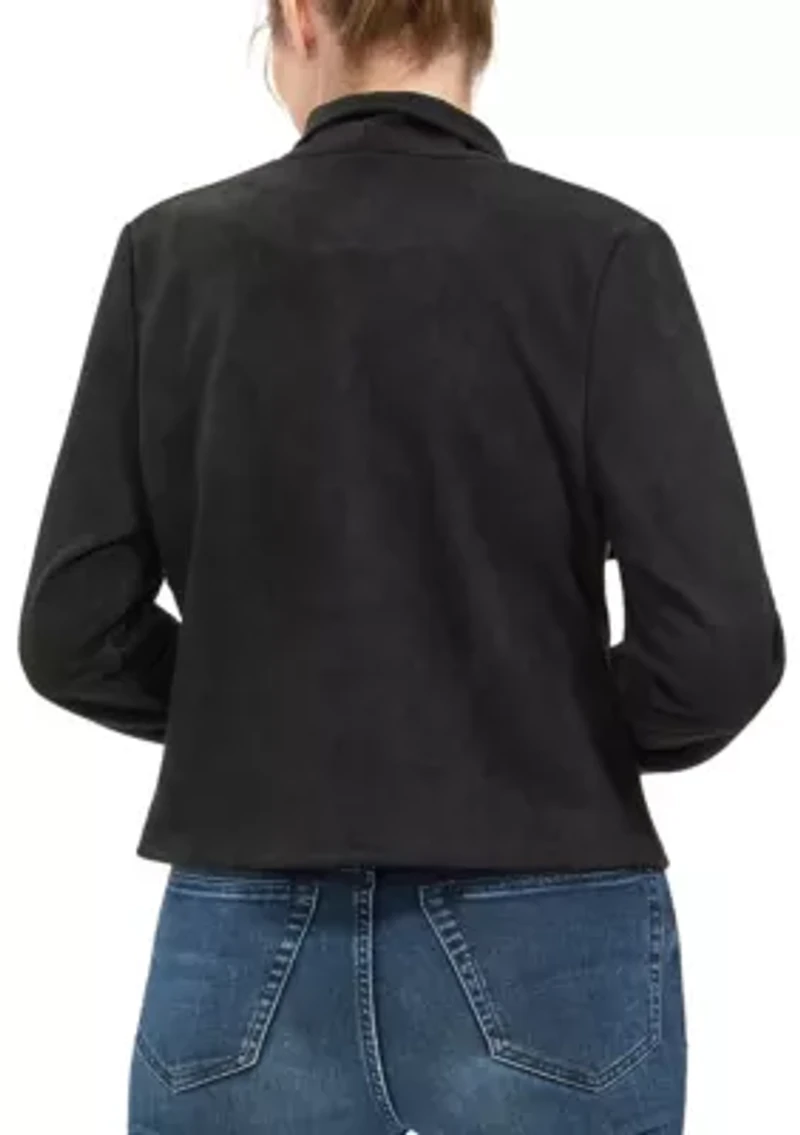 Women's Faux Suede Open Front Jacket
