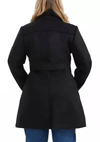 Plus Button Front Wool Blend Walking Coat