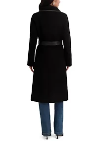 Juliette Long Line Wrap Coat With Binding Detail
