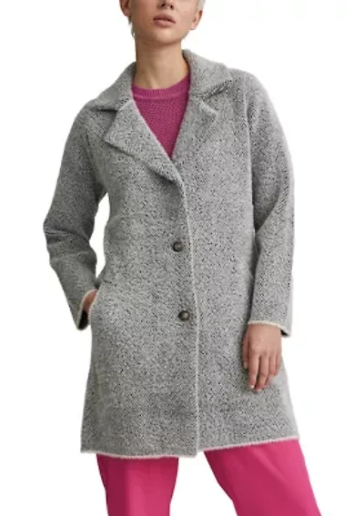 Plus Plaid Pattern Eyelash Coatigan