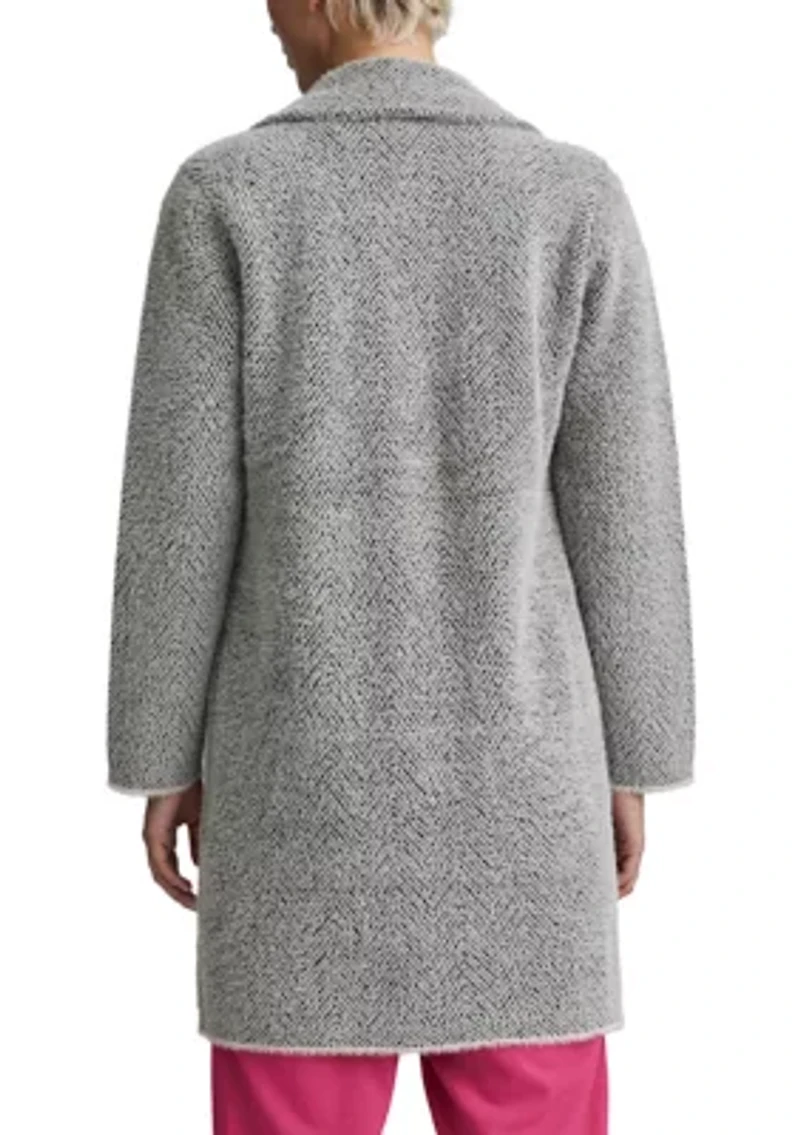 Plus Plaid Pattern Eyelash Coatigan