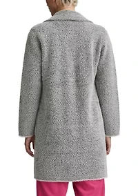 Plus Plaid Pattern Eyelash Coatigan