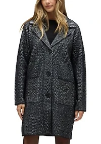 Plus Chevron Patterned Eyelash Coatigan