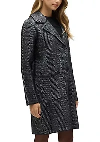 Plus Chevron Patterned Eyelash Coatigan