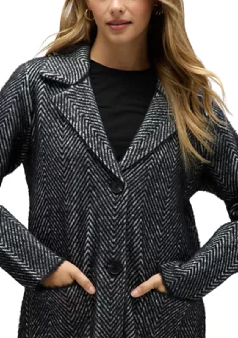 Plus Chevron Patterned Eyelash Coatigan