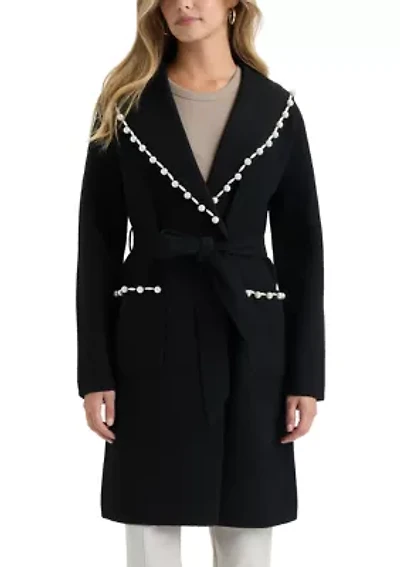 Women’s Mink Eyelash Wrap Coatigan with Pearl Trim