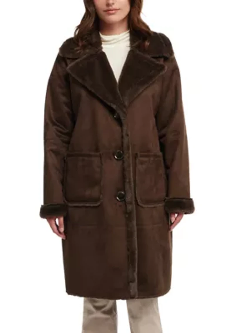 Women’s Longline Faux Shearling Coat