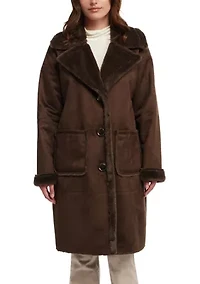 Women’s Longline Faux Shearling Coat