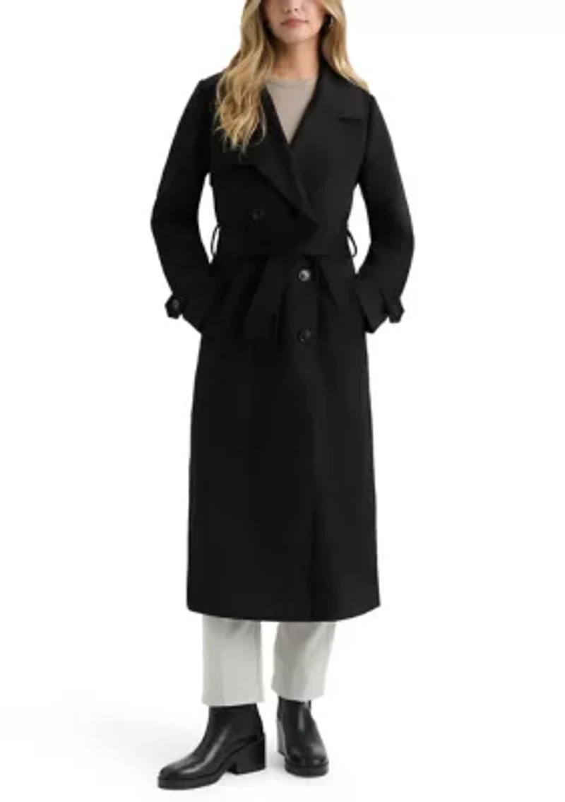 Women’s Longline Double Breasted Faux Suede Trench