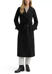Women’s Longline Double Breasted Faux Suede Trench