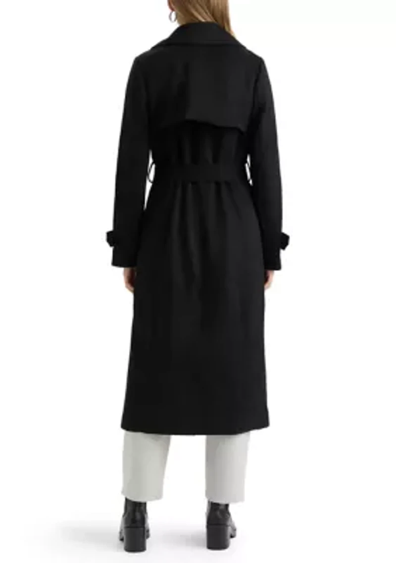 Women’s Longline Double Breasted Faux Suede Trench