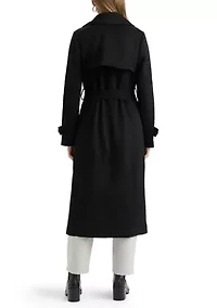 Women’s Longline Double Breasted Faux Suede Trench