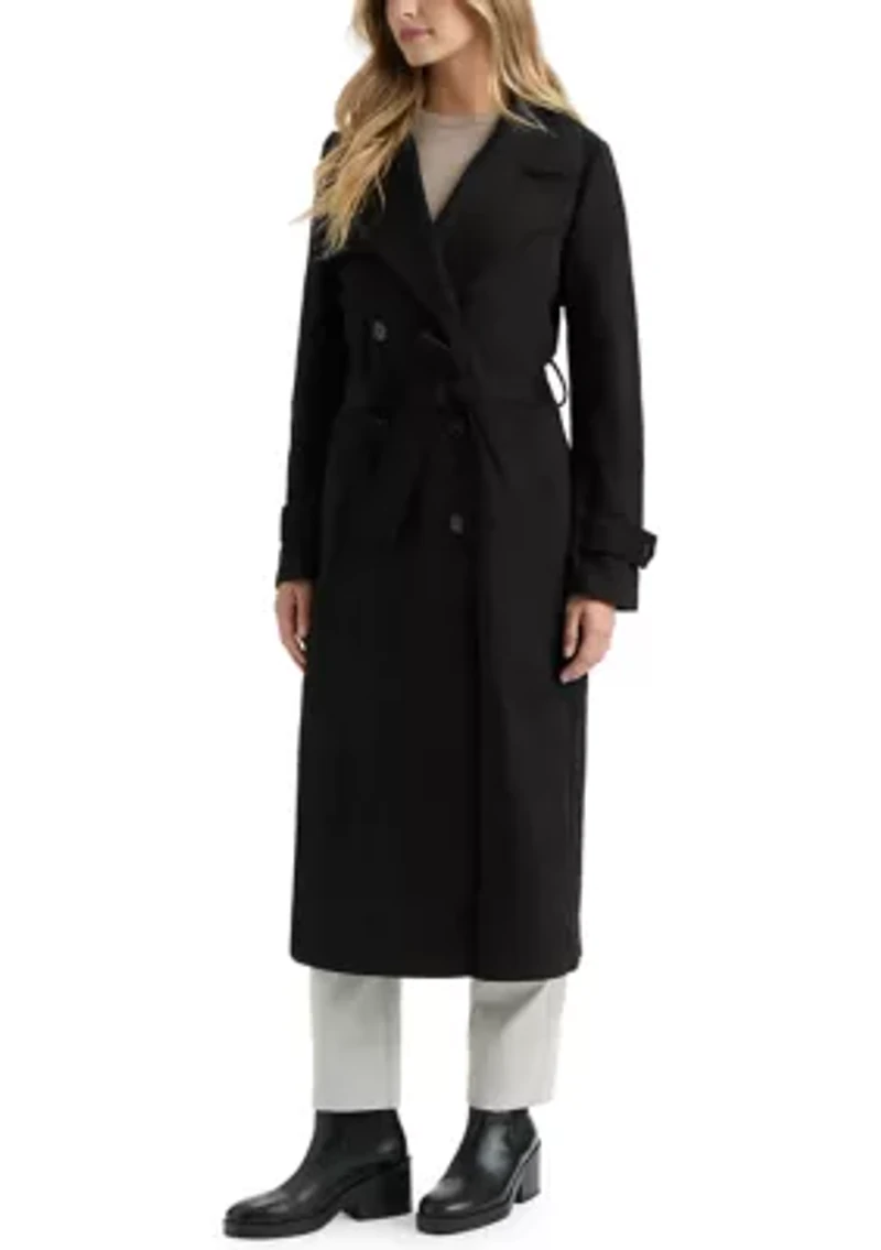 Women’s Longline Double Breasted Faux Suede Trench