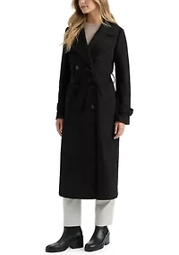 Women’s Longline Double Breasted Faux Suede Trench