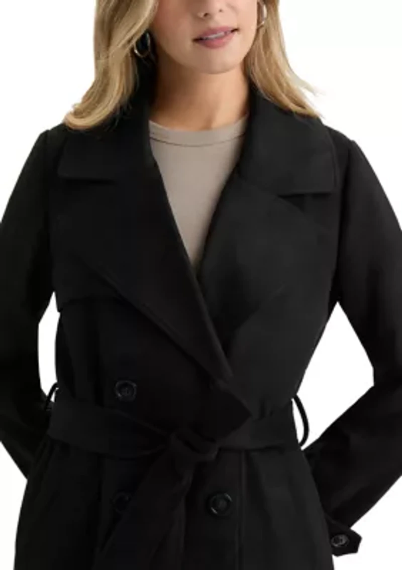 Women’s Longline Double Breasted Faux Suede Trench