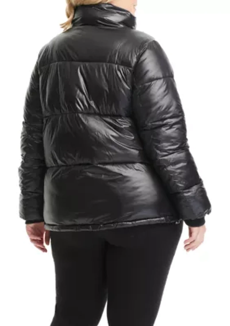 Plus Sherpa Collar Short Puffer Jacket