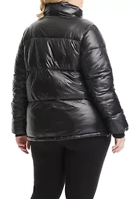 Plus Sherpa Collar Short Puffer Jacket