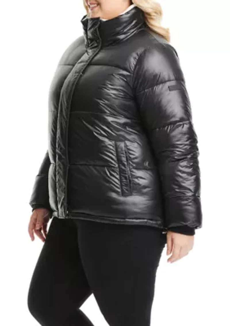 Plus Sherpa Collar Short Puffer Jacket