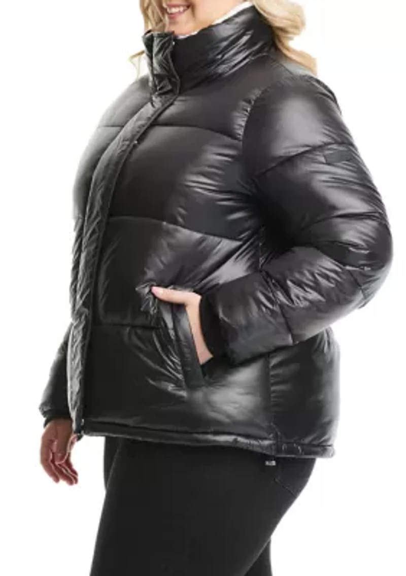 Plus Sherpa Collar Short Puffer Jacket