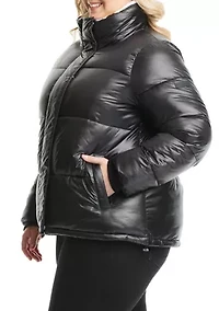Plus Sherpa Collar Short Puffer Jacket