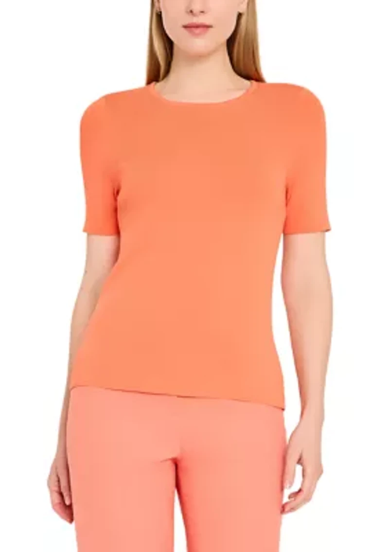 Women's Short Sleeve Crew Neck Sweater