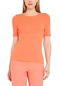 Women's Short Sleeve Crew Neck Sweater