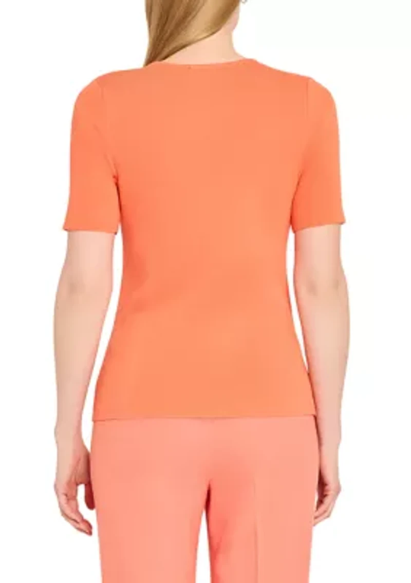 Women's Short Sleeve Crew Neck Sweater