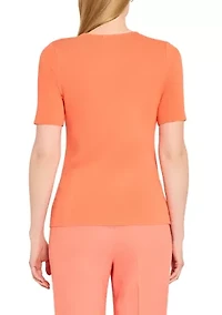 Women's Short Sleeve Crew Neck Sweater