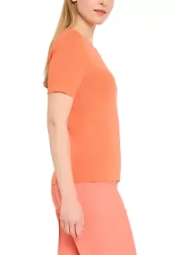 Women's Short Sleeve Crew Neck Sweater