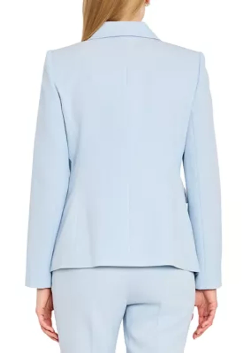 Women's Notch Collar Button Sleeve Twill Blazer