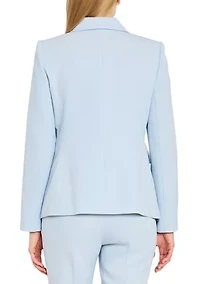 Women's Notch Collar Button Sleeve Twill Blazer