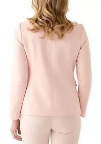 Women's Notch Collar Button Sleeve Twill Blazer