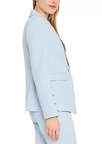 Women's Notch Collar Button Sleeve Twill Blazer