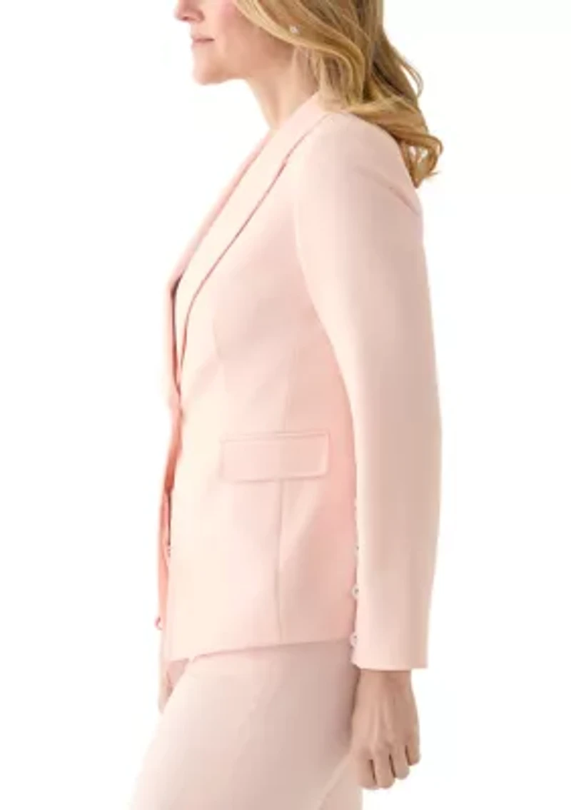 Women's Notch Collar Button Sleeve Twill Blazer