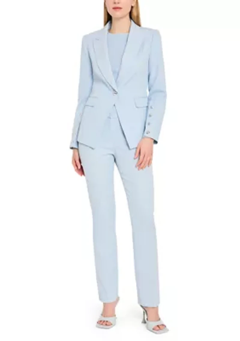 Women's Notch Collar Button Sleeve Twill Blazer