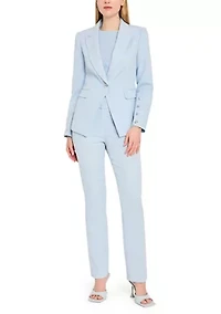 Women's Notch Collar Button Sleeve Twill Blazer