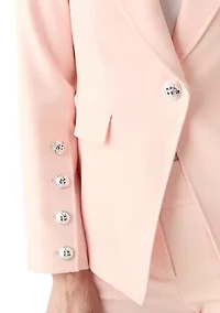 Women's Notch Collar Button Sleeve Twill Blazer