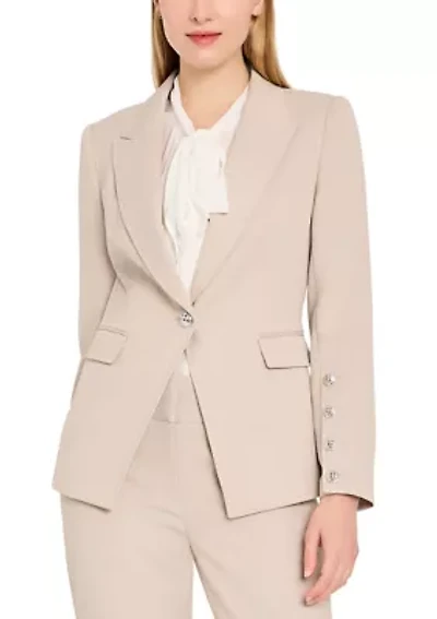 Women's 1 Button Notch Collared Blazer