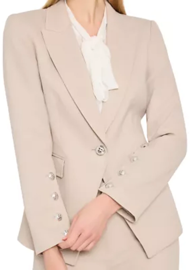 Women's 1 Button Notch Collared Blazer