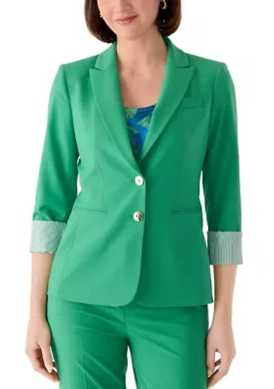 Women's Roll Sleeve Notch Collar Blazer