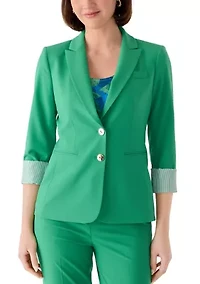 Women's Roll Sleeve Notch Collar Blazer