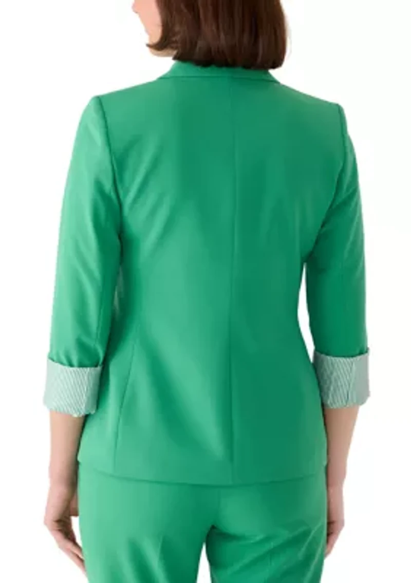 Women's Roll Sleeve Notch Collar Blazer