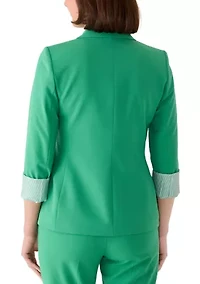 Women's Roll Sleeve Notch Collar Blazer