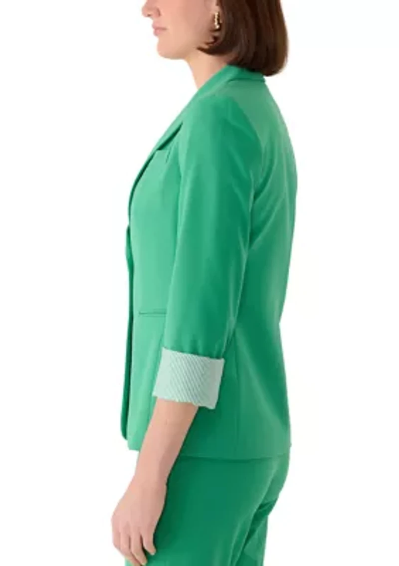 Women's Roll Sleeve Notch Collar Blazer