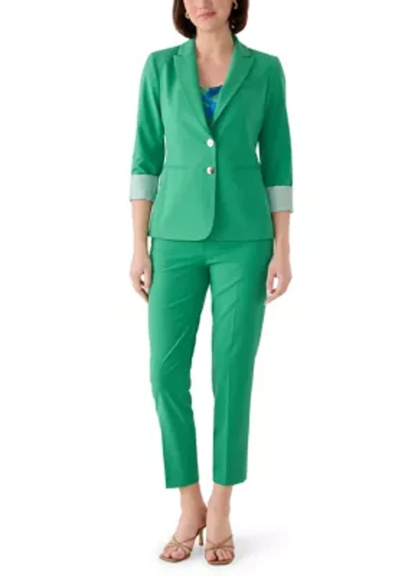 Women's Roll Sleeve Notch Collar Blazer
