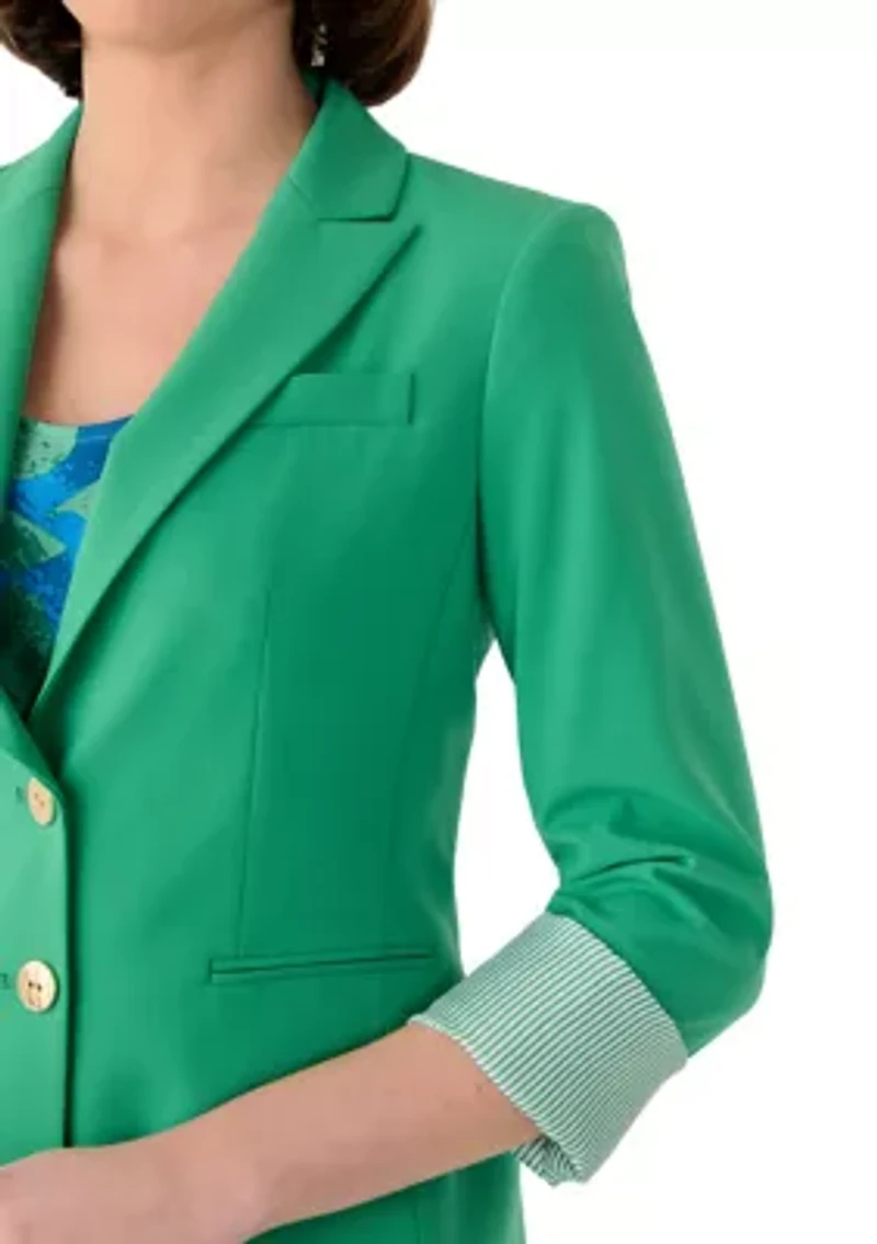 Women's Roll Sleeve Notch Collar Blazer