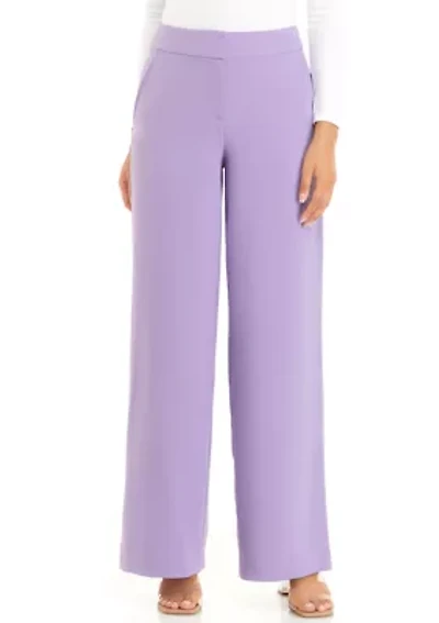 Women's Solid Crepe Wide Leg Pants