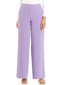 Women's Solid Crepe Wide Leg Pants